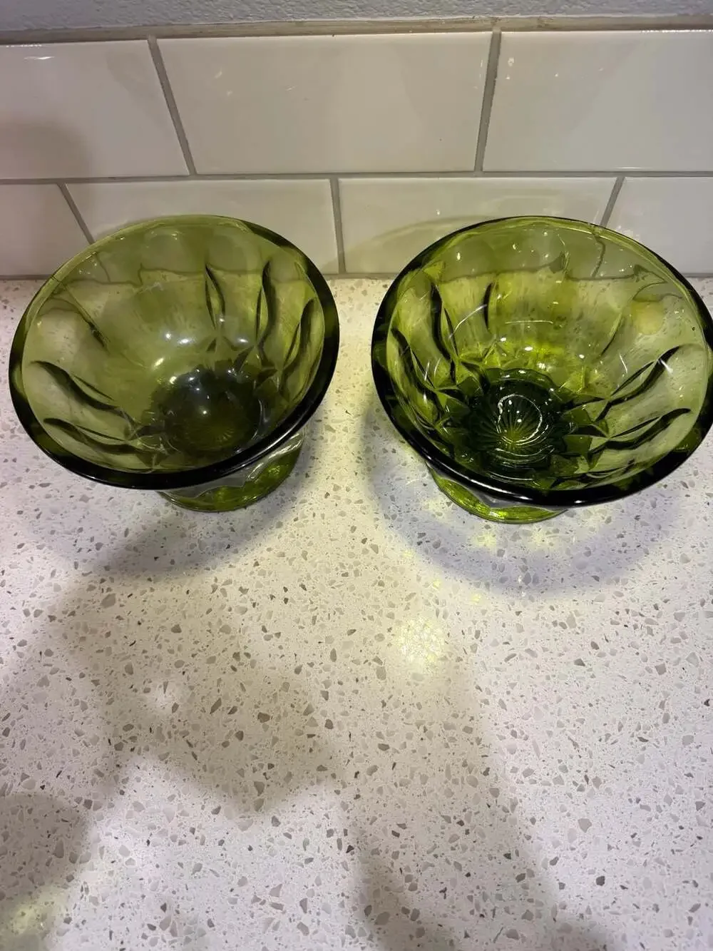 Vintage Anchor Hocking Country Garden Avocado Green  3-Piece Serving Set